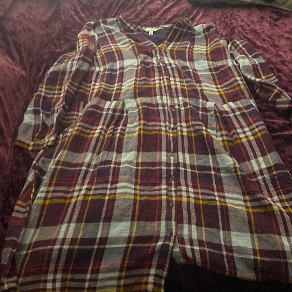 Plaid dress with pockets plus size